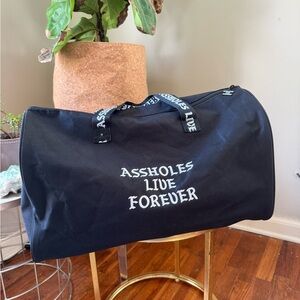 ALF ASSH*LES LIVE FOREVER BLACK DUFFEL